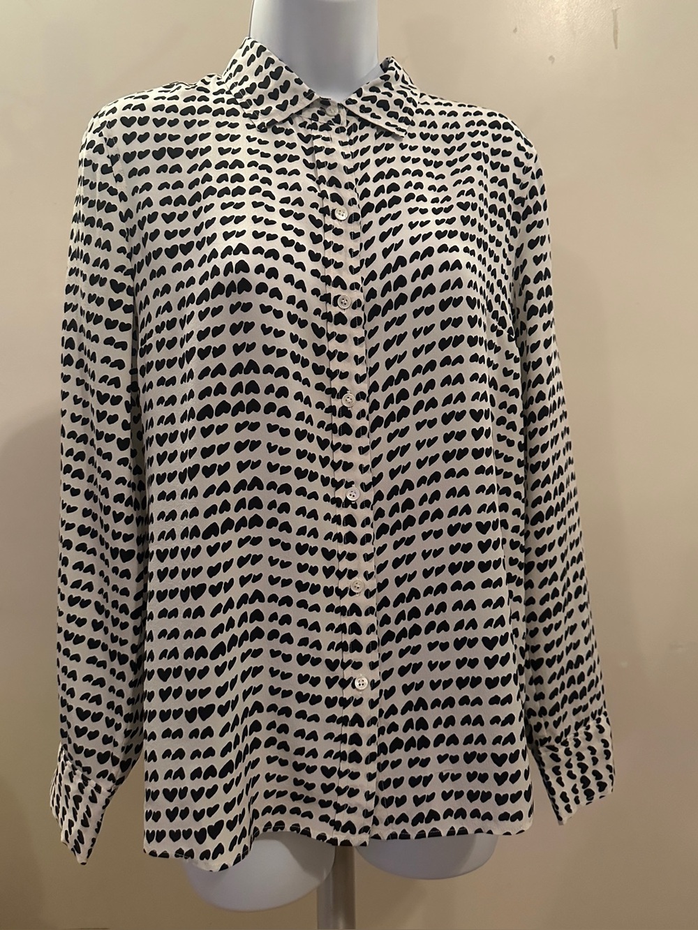 J. Crew Black Heart Print Button-Down Shirt on White